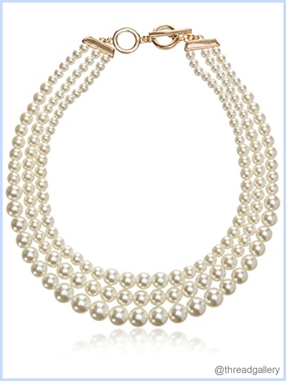 Pearl Collar Necklace with Glass Pearl Accents and Adjustable Extender for